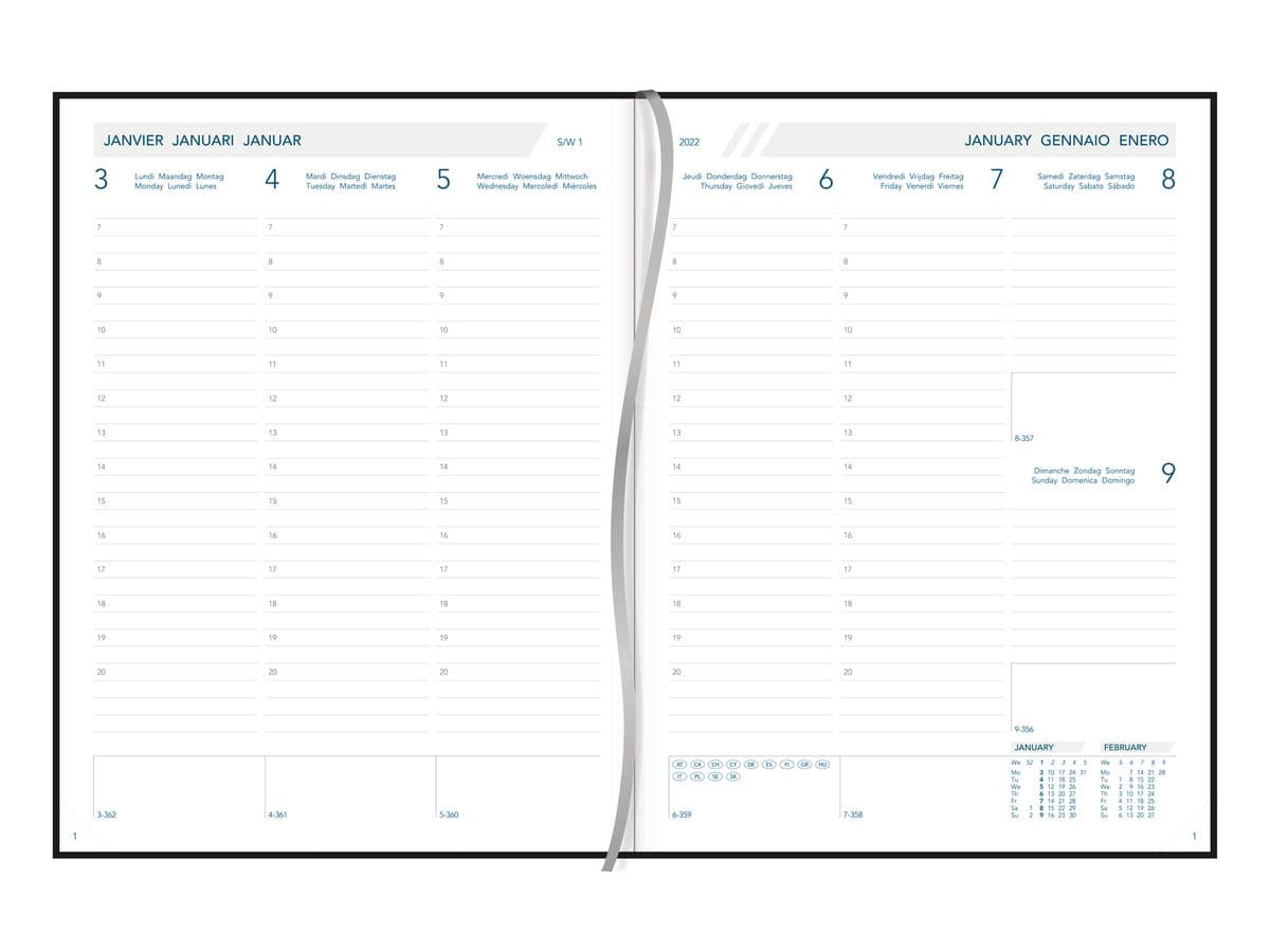 Agenda 17,5x22,5 cm;7 zile/2pag(144pag), BUSINESS - Impulse asortate