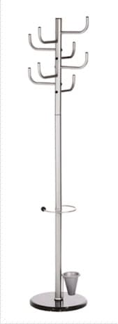 Cuier metalic argintiu ALCO, 172/40cm; cu 8 agatatori metalice, suport umbrele