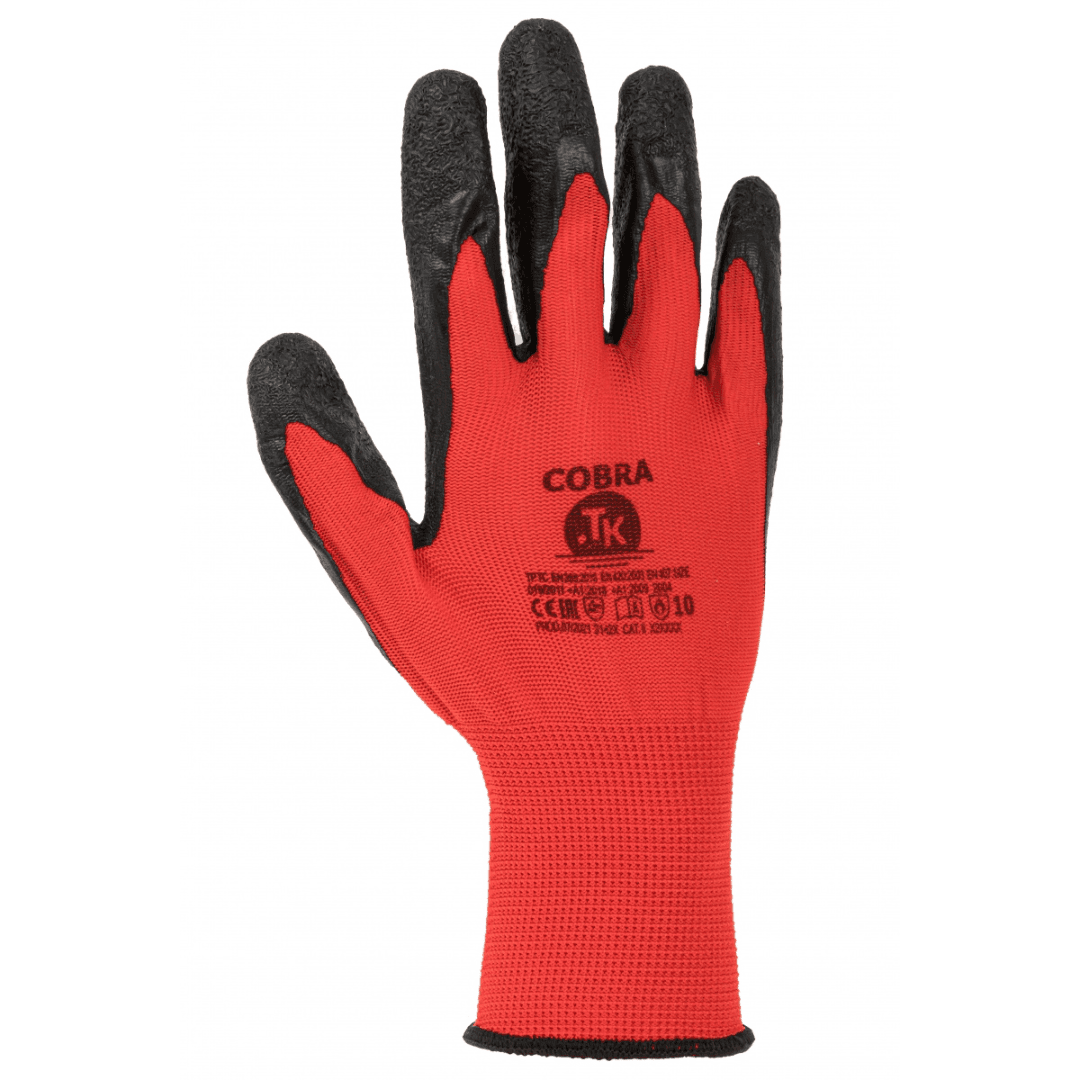 Manusi protectie, din poliester/latex, EN 388 (3142X), EN 420+A1,EN 407, TK- Cobra - marimea 8