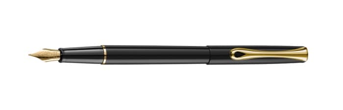 Stilou Diplomat Traveller, cu penita M, din otel inoxidabil - black lacquer gold