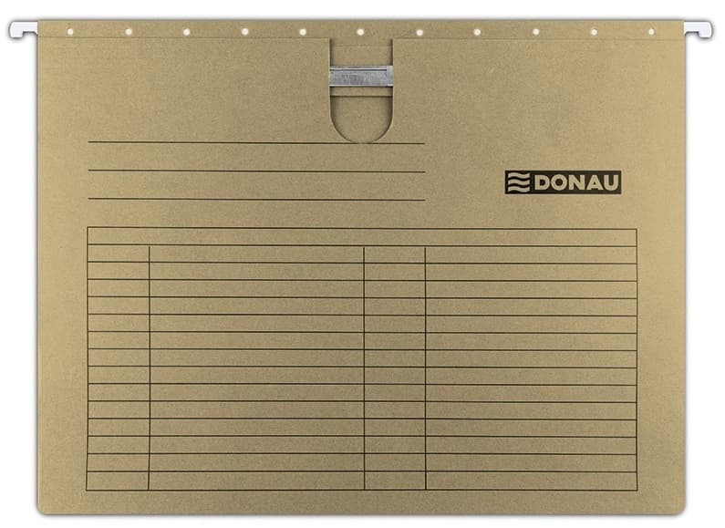 Dosar suspendabil cu sina, carton 230g/mp, bagheta metalica, 5 buc/set, DONAU - maro