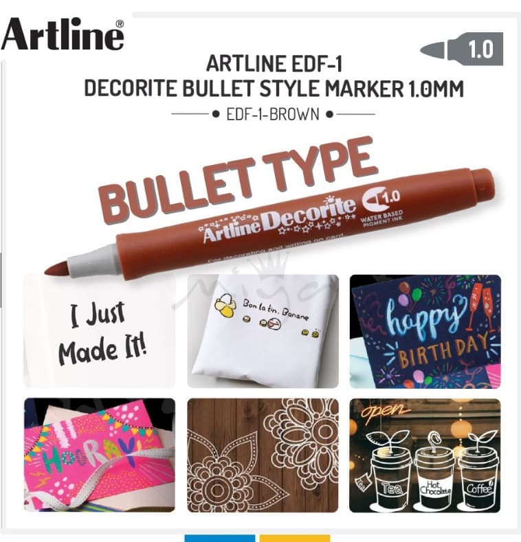 Marker ARTLINE Decorite, varf rotund 1.0mm - maro