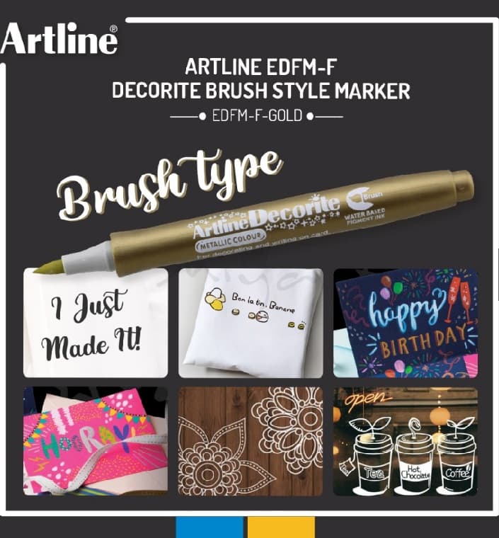 Marker ARTLINE Decorite, varf flexibil (tip pensula) - auriu