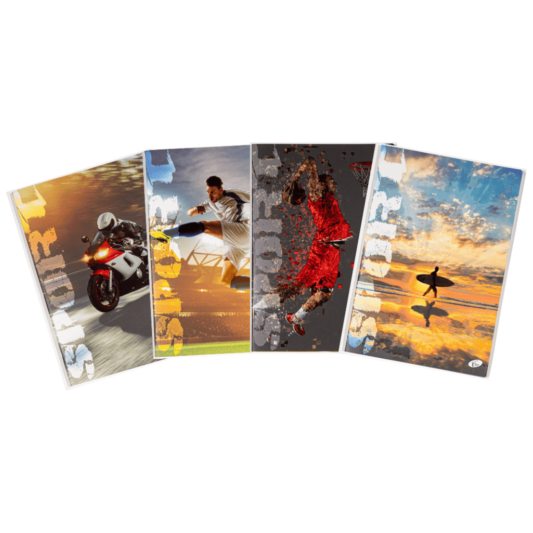 Caiet A4, 60 file, 80gsm, coperta carton 300gsm, design sports - dictando