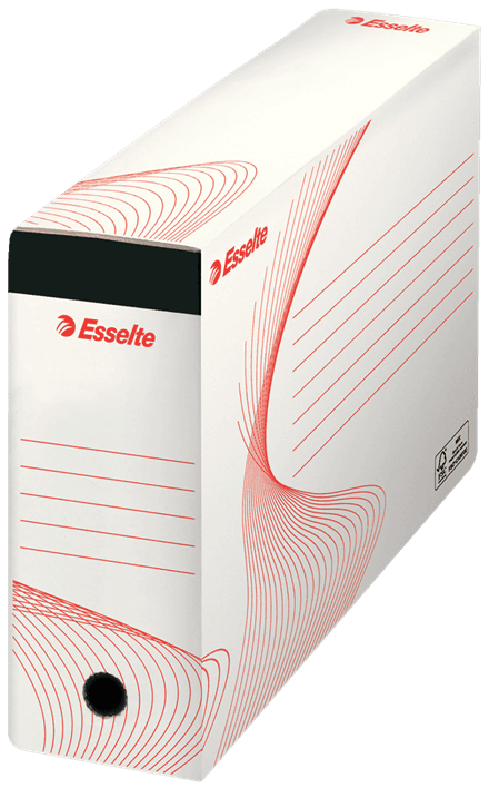 Cutie arhivare pentru 10 dosare suspendabile Esselte Standard ,carton 100% reciclat- alb