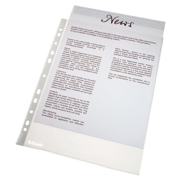 File de protectie transparente ESSELTE A4, 43 microni, 100 buc/set