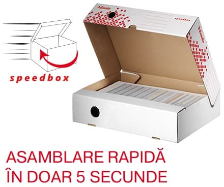 Cutie depozitare si arhivare Esselte Speedbox, orizontala, carton, 100% reciclat, FSC, 80 mm, alb