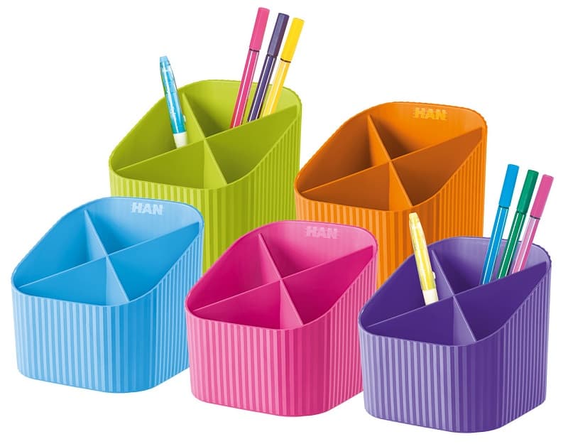 Suport pentru instrumente de scris, 4 compartimente, HAN X-Loop Trend-Colours - lemon