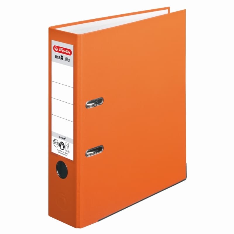Biblioraft plastifiat 8 cm Herlitz A4- portocaliu