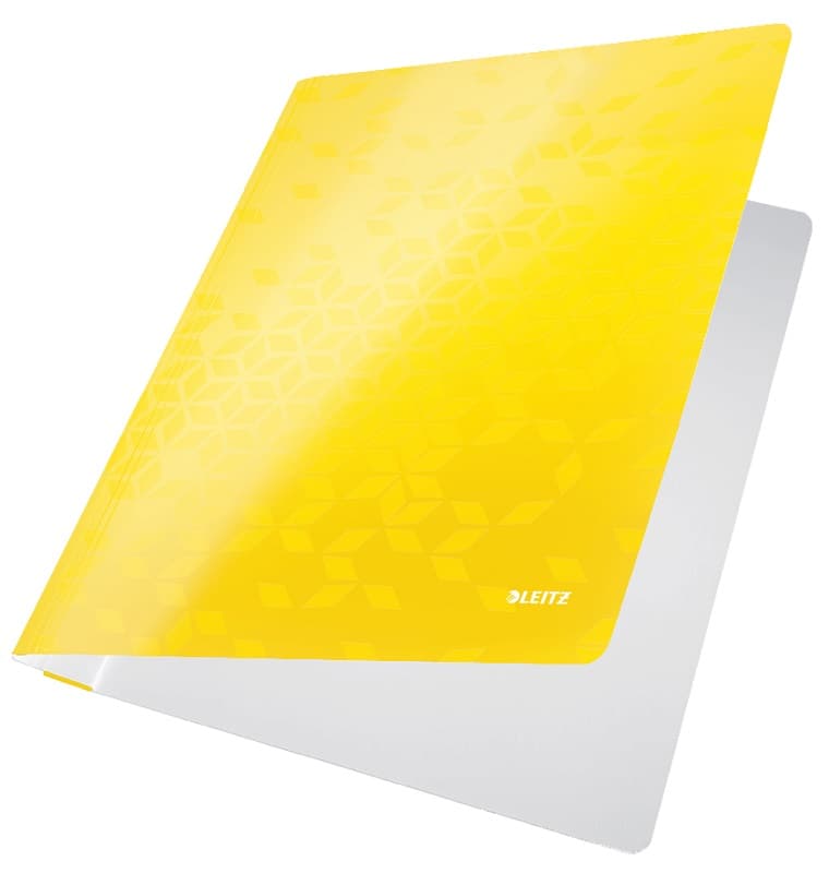 Dosar cu sina Leitz WOW, carton laminat, FSC, A4, 250 coli, galben