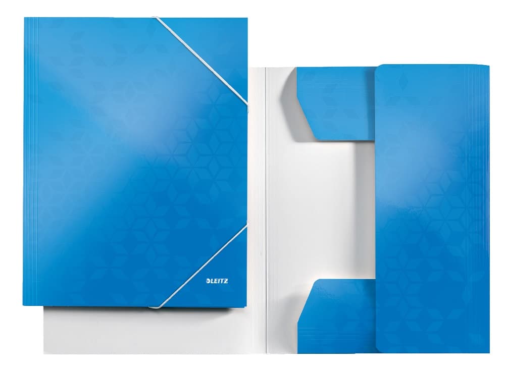 Mapa cu elastic Leitz WOW, carton laminat, FSC, A4, 250 coli, albastru