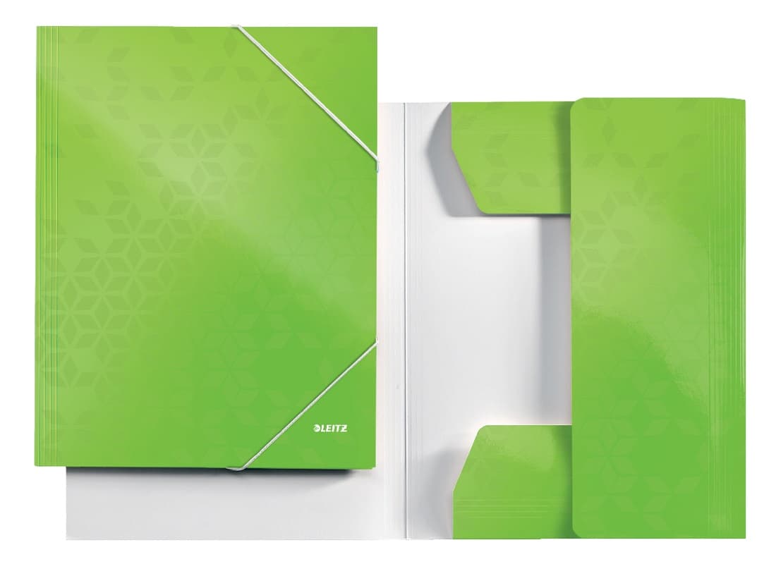 Mapa cu elastic Leitz WOW, carton laminat, FSC, A4, 250 coli, verde