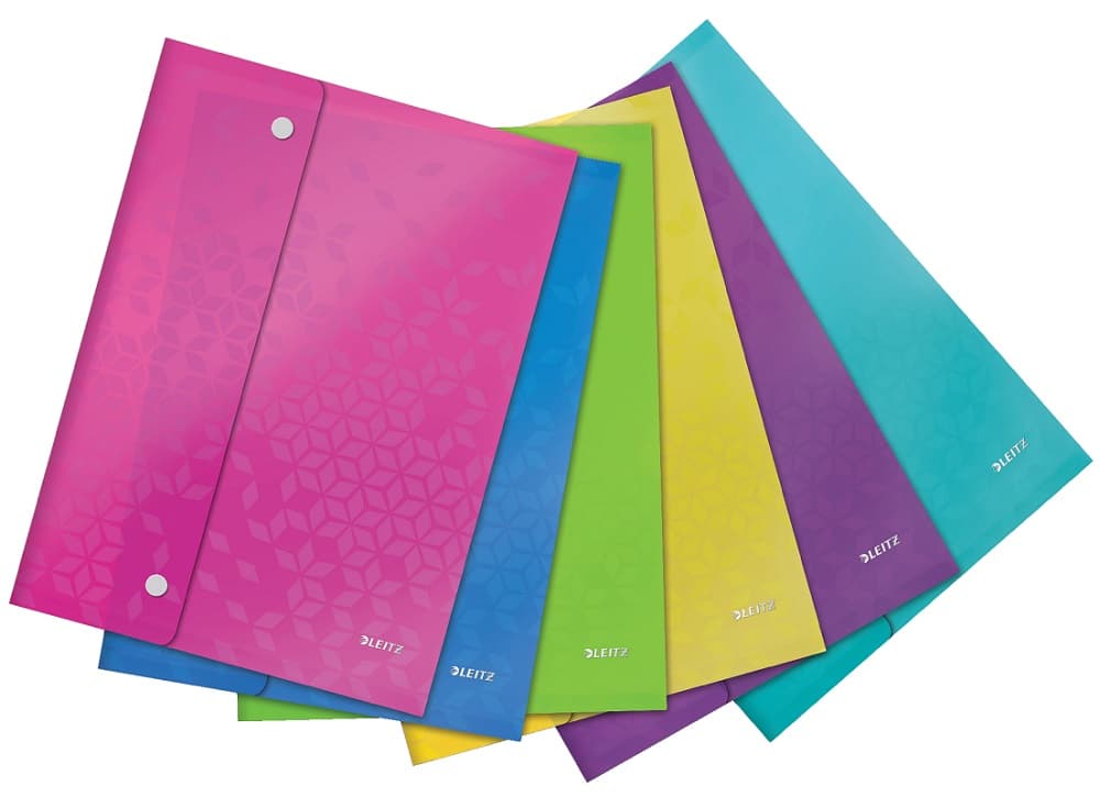 Mapa de protectie Leitz WOW, cu capse, PP, A4, 60 coli, 6 buc/set, diverse culori