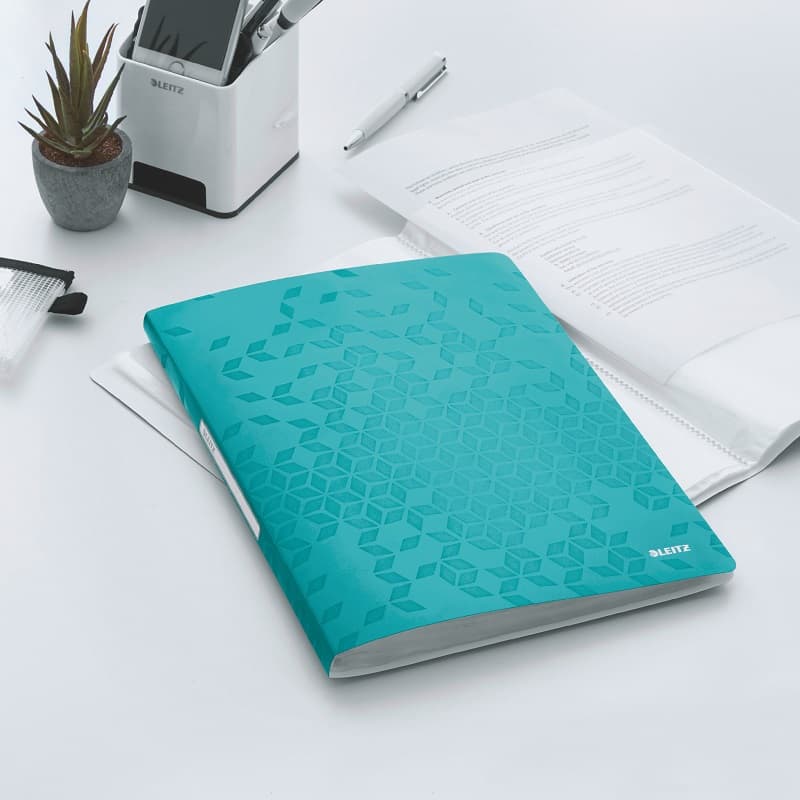 Mapa de prezentare LEITZ WOW, coperta moale, PP, A4, 40 de folii, turcoaz