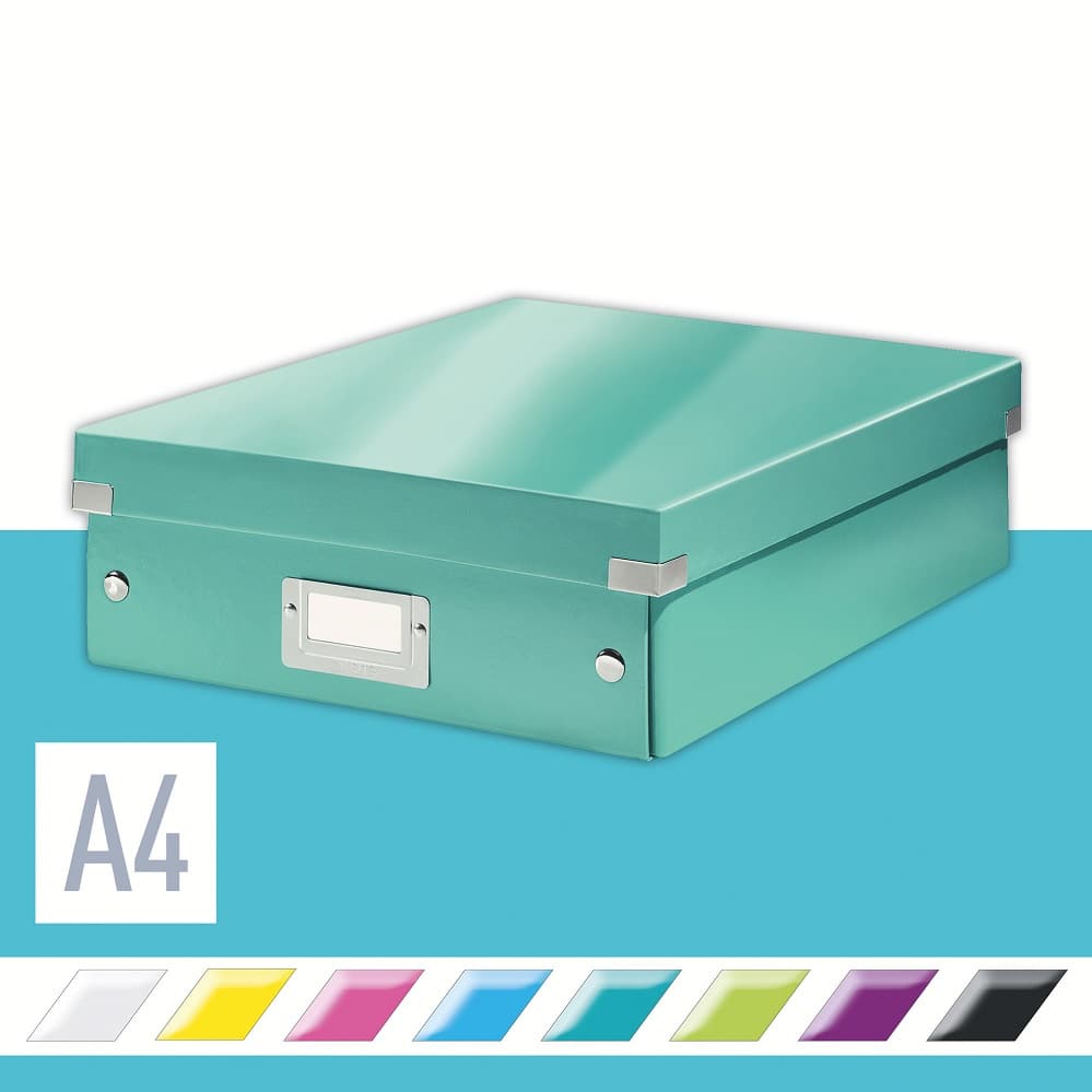 Cutie depozitare LEITZ WOW Click & Store Organizer, carton laminat, medie, turcoaz