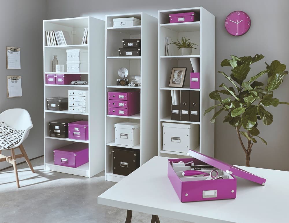 Cutie depozitare LEITZ WOW Click & Store, carton laminat, Cub, mare, mov