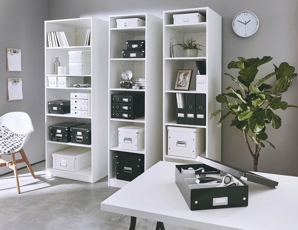 Cutie depozitare LEITZ WOW Click & Store, carton laminat, Cub, mare, negru