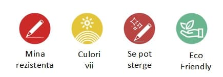Creioane colorate hexagonale, 24 culori/set ALPINO