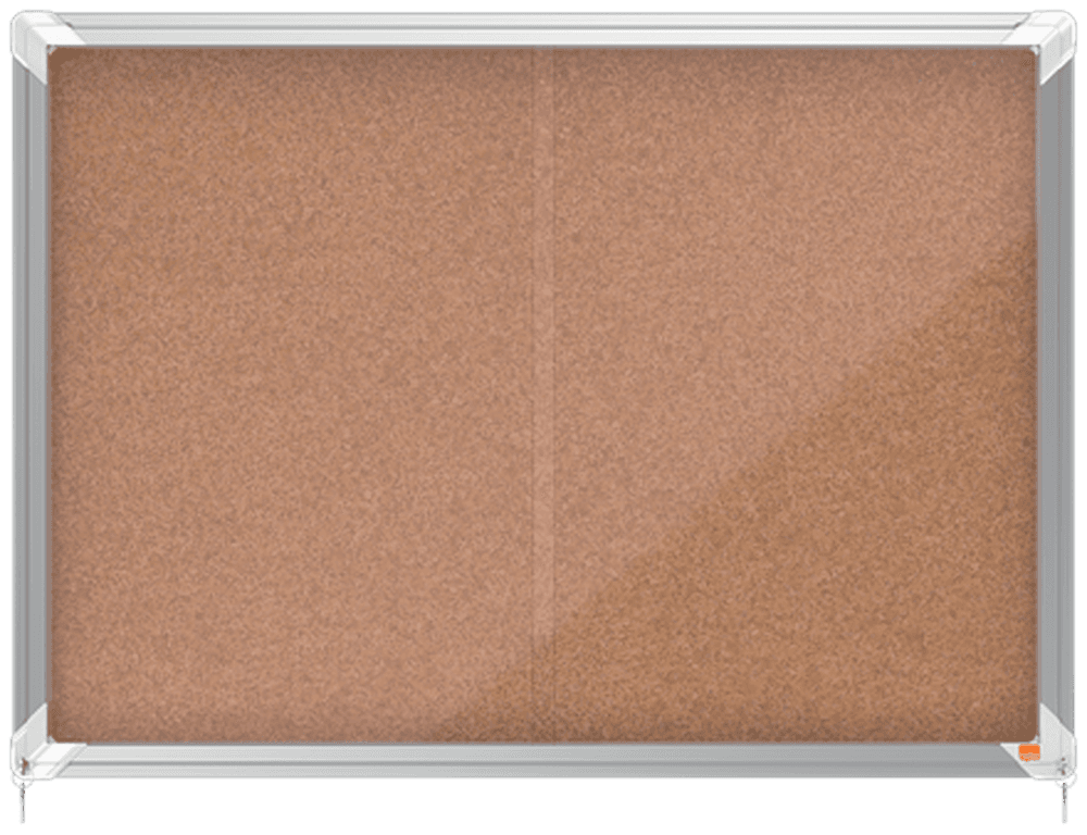 Avizier NOBO Premium Plus, interior, pluta, 8X A4, geam glisant si cheie, natur