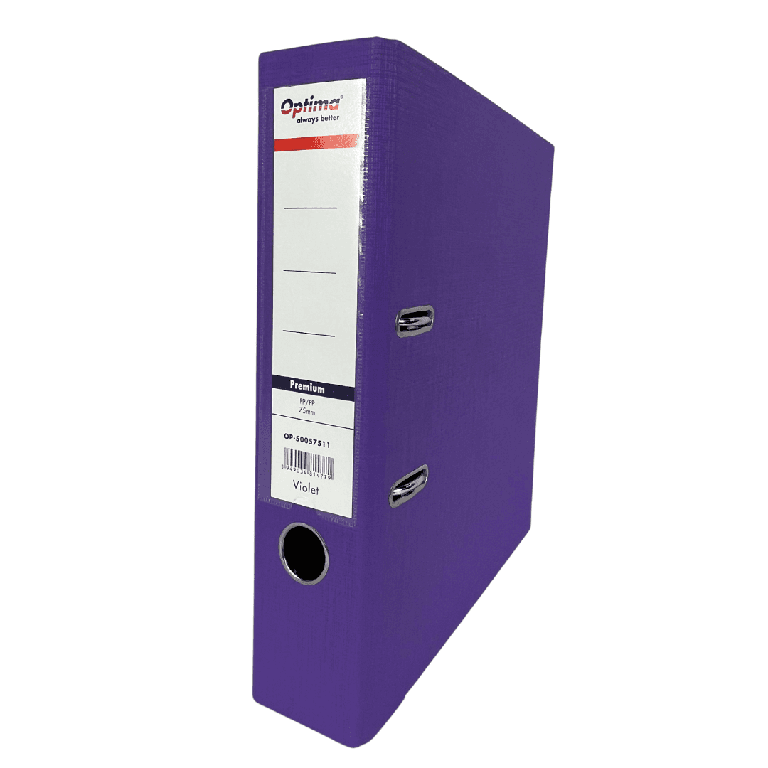 Biblioraft plastifiat interior-exterior 7,5 cm , margine metalica Optima Premium A4- violet