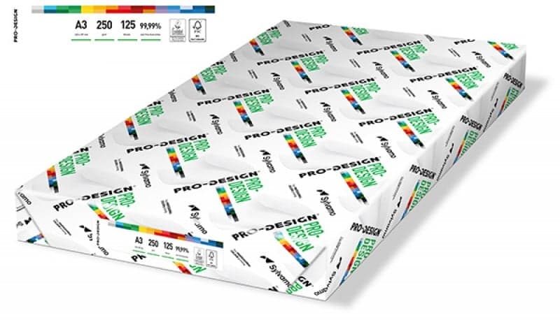 Carton A3, satinat, Pro-Design, clasa A++, 250 gr./mp, 125 coli/top - alb
