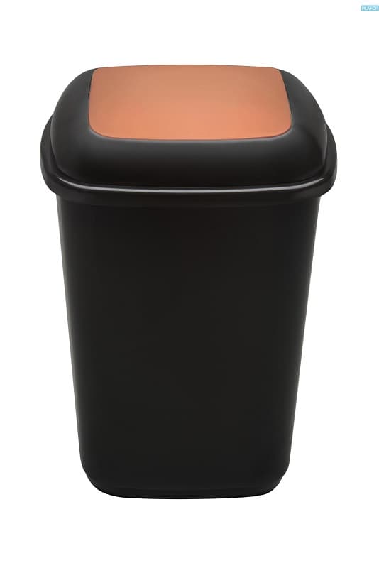 Cos plastic reciclare selectiva, capacitate 28l, PLAFOR Quatro - negru cu capac maro - bio