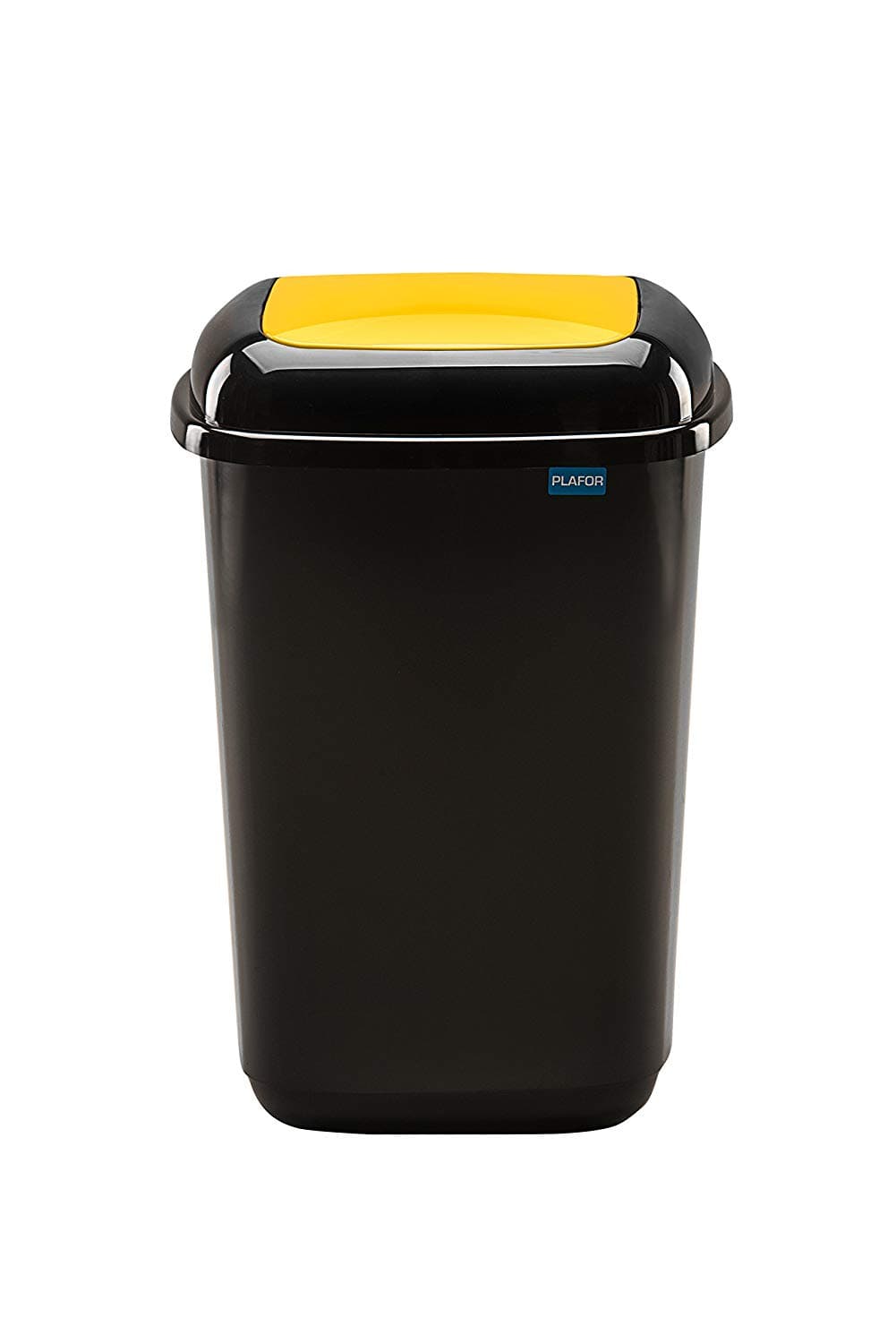 Cos plastic reciclare selectiva, capacitate 45l, PLAFOR Quatro - negru cu capac galben - plastic