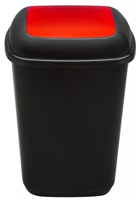 Cos plastic reciclare selectiva, capacitate 90l, PLAFOR Quatro - negru cu capac rosu - metal