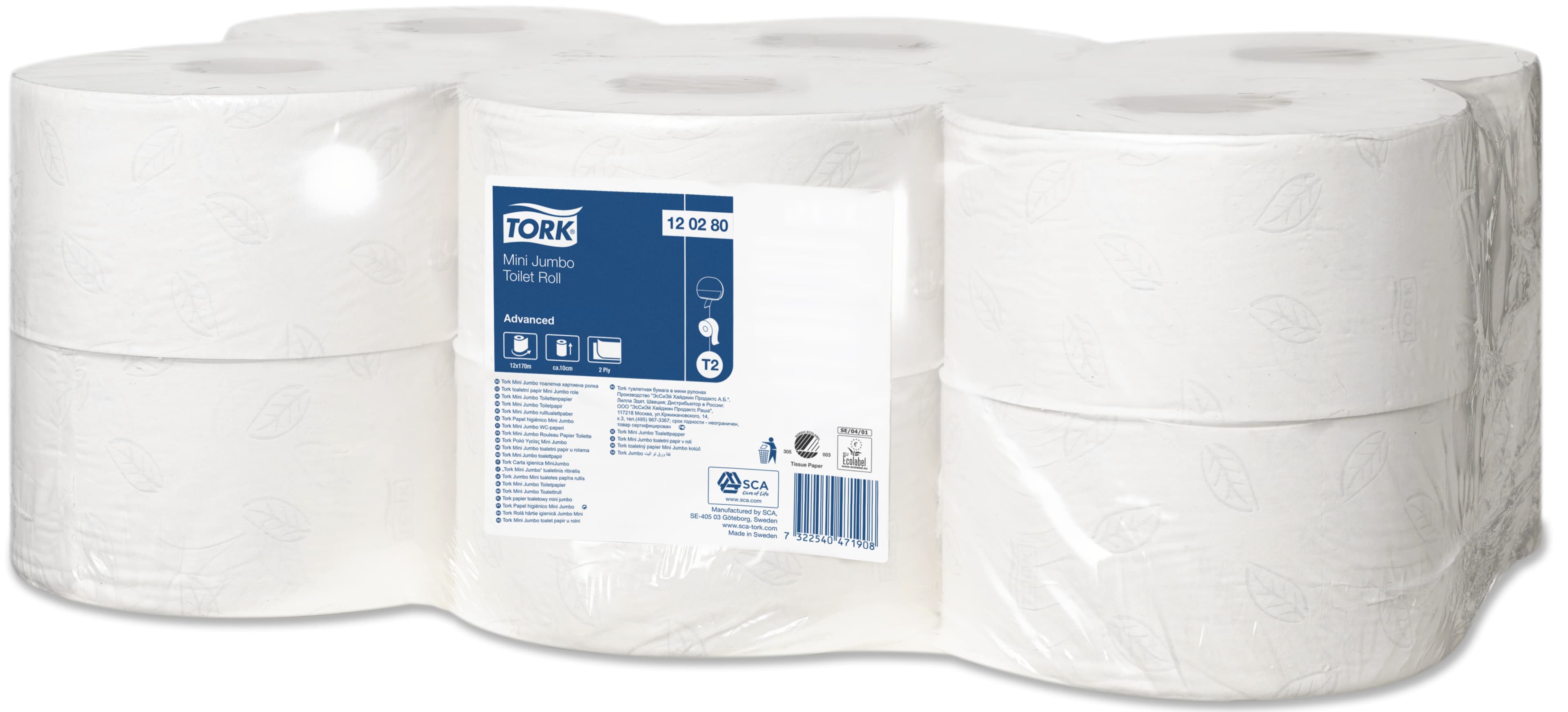 Hartie igienica TORK Advanced Mini Jumbo, 2 straturi, 9.4cm x 170m, 12 role/bax - alba