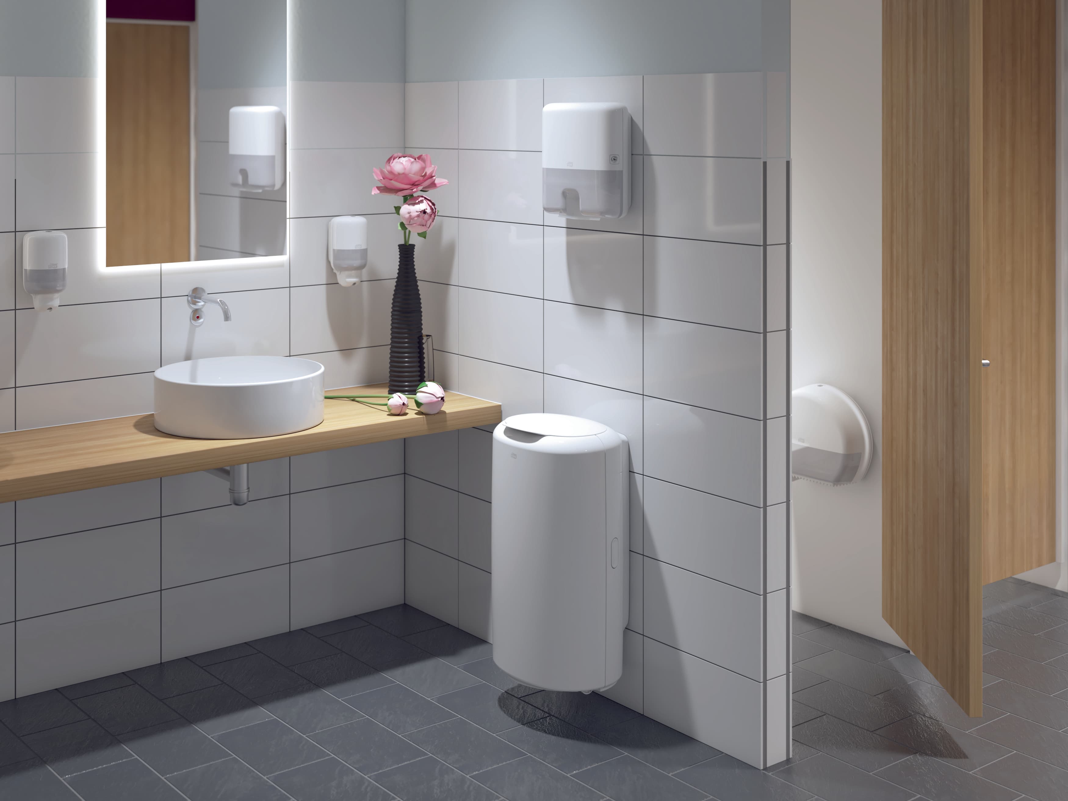 Dispenser TORK Elevation, pentru hartie igienica rola mini jumbo, 275x345x132mm - alb
