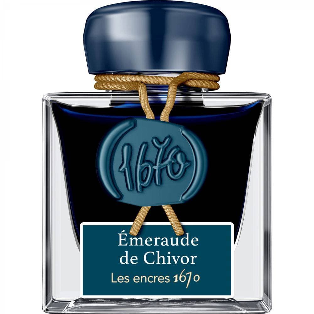 Cerneala, Herbin, Jacques Herbin Prestige 1670 Emeraude de Chivor, capacitate 50 ml, nuanta esmerald, editie speciala.