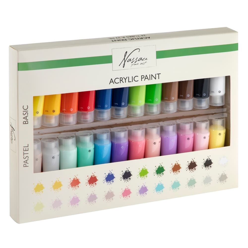 Set culori acrilice Nassau, 24 culori, 22 ml