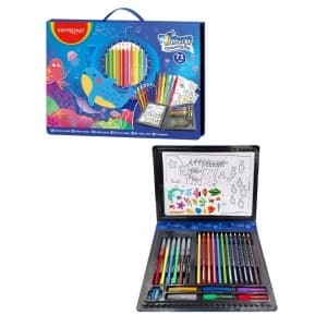 Set coloriaj Keyroad Ocean KR972879, 12x creioane colorate, 6x carioci, 10x coli A4, 36x stickere, 6x lipici, ascutitoare