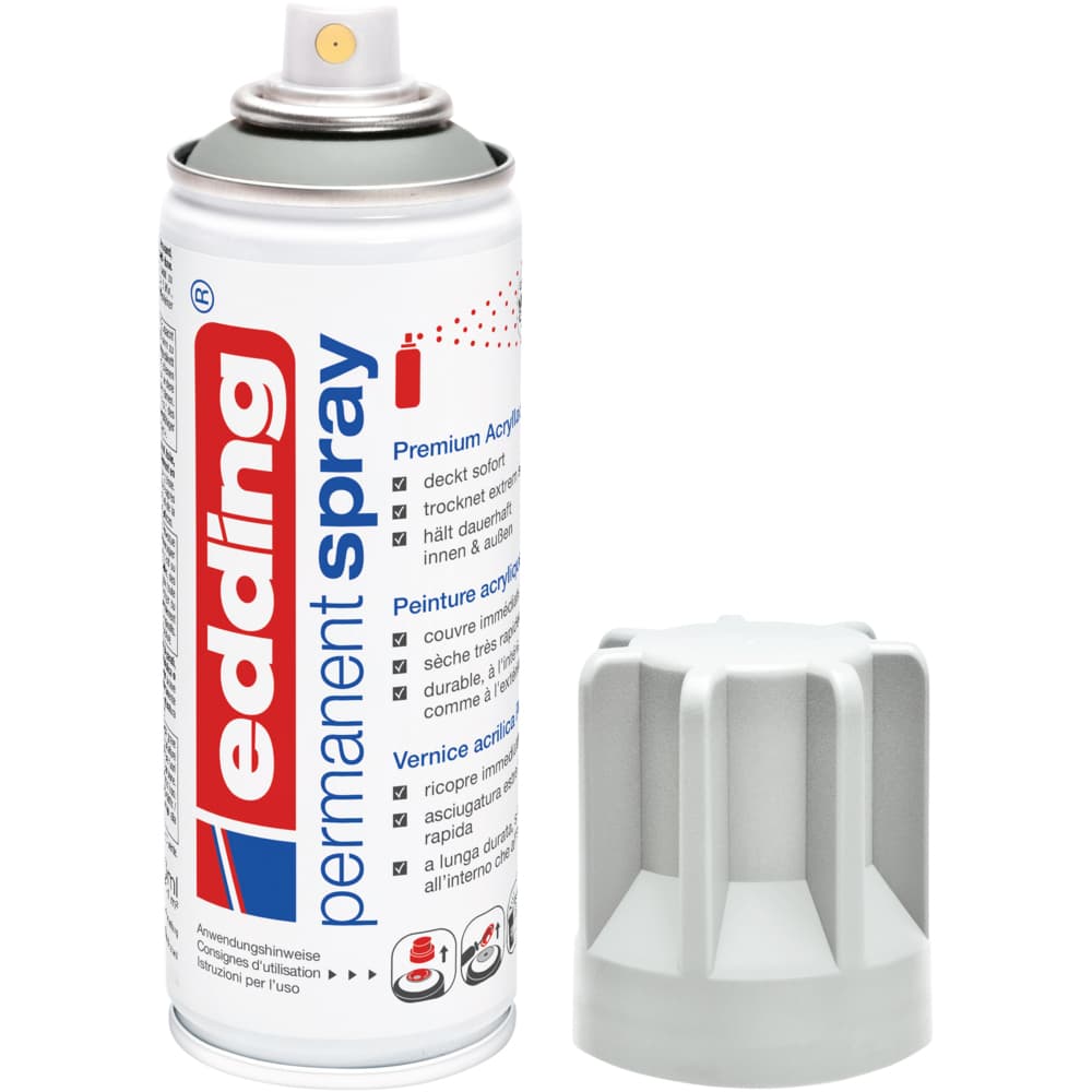 Spray vopsea acrilica Edding 5200, gri mat, uscare rapida, rezistenta la zgarieturi, 200 ml
