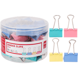 Clipsuri metalice Deli 8553 A, 32mm, diverse culori, cutie PVC 24 buc