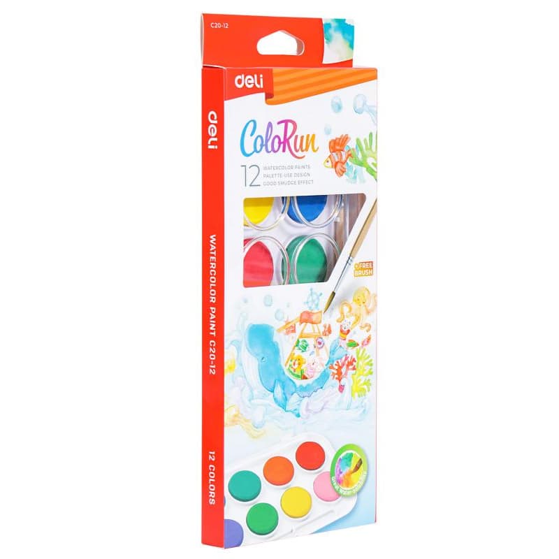 ACUARELE 12 CULORI 28MM ECONOMY DELI
