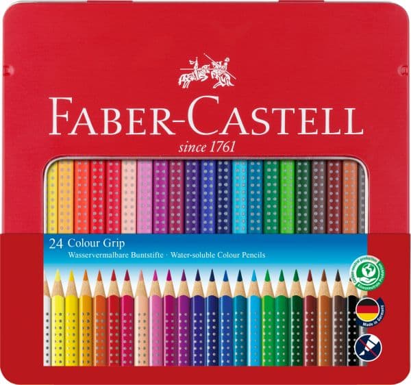 CREIOANE COLORATE 24 CULORI CUTIE METAL GRIP 2001 FABER-CASTELL