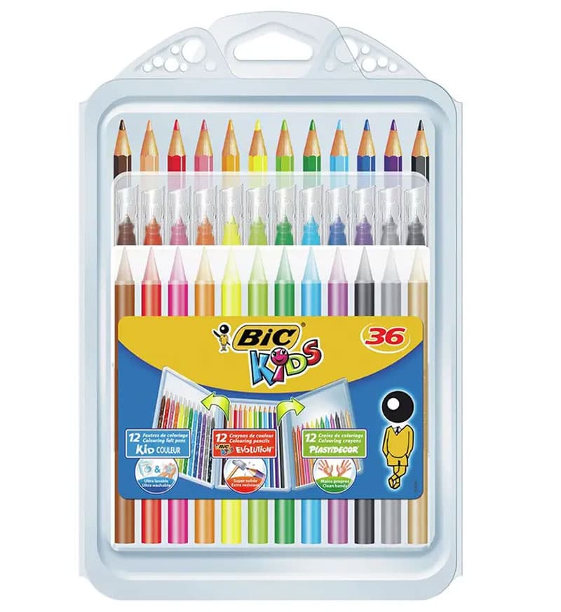 PACHET MIXT CREIOANE COLORATE SI CERATE + CARIOCI BIC