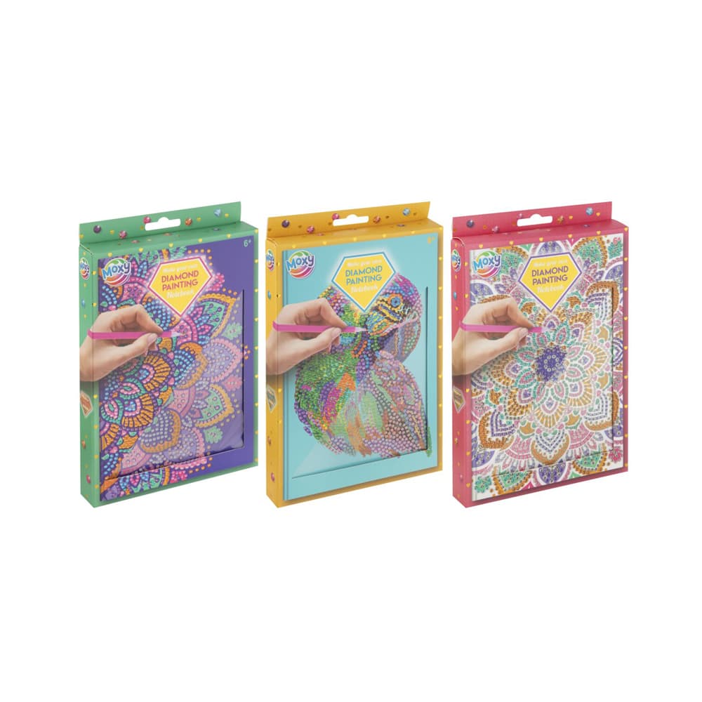 Set pictura cu diamante pentru caiet Creative Craft, model Caiet, culori asortate roz/albastru/mov, 8+ ani