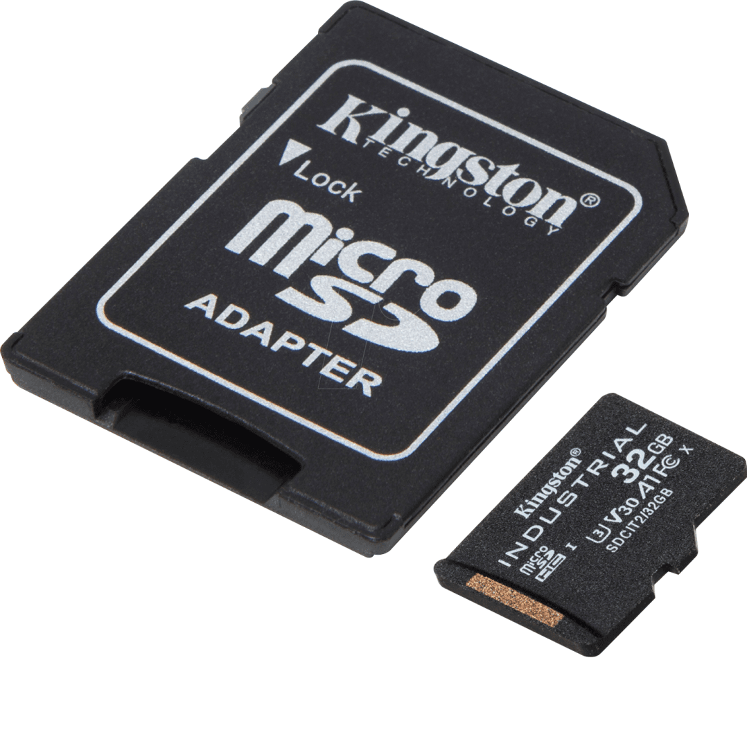 Kingston 32GB microSDHC Industrial C10 A1 pSLC Card + SD Adapter - SDCIT2/32GB