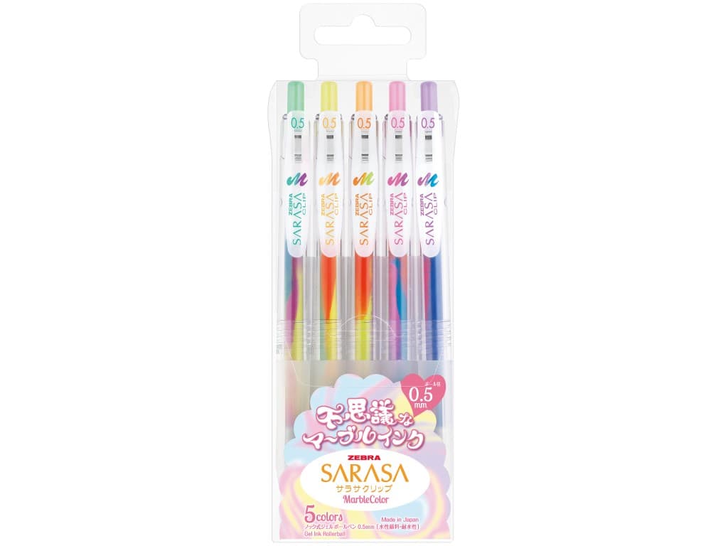 Pix cu gel 0.5 mm Marble Zebra 5 culori/set