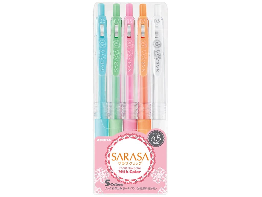Pix cu gel 0.5 mm Milk Zebra 5 culori/set