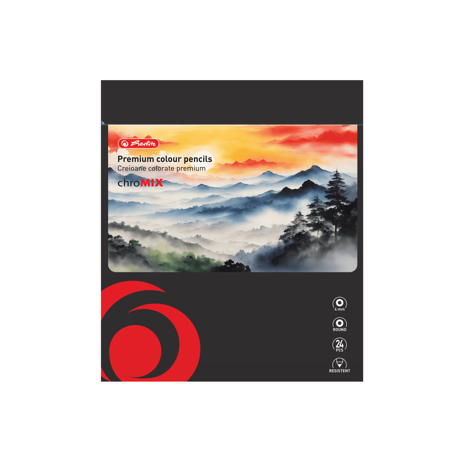 CREIOANE COLORATE ROTUNDE CORP NEGRU 4MM SET24 CUTIE BLISTER