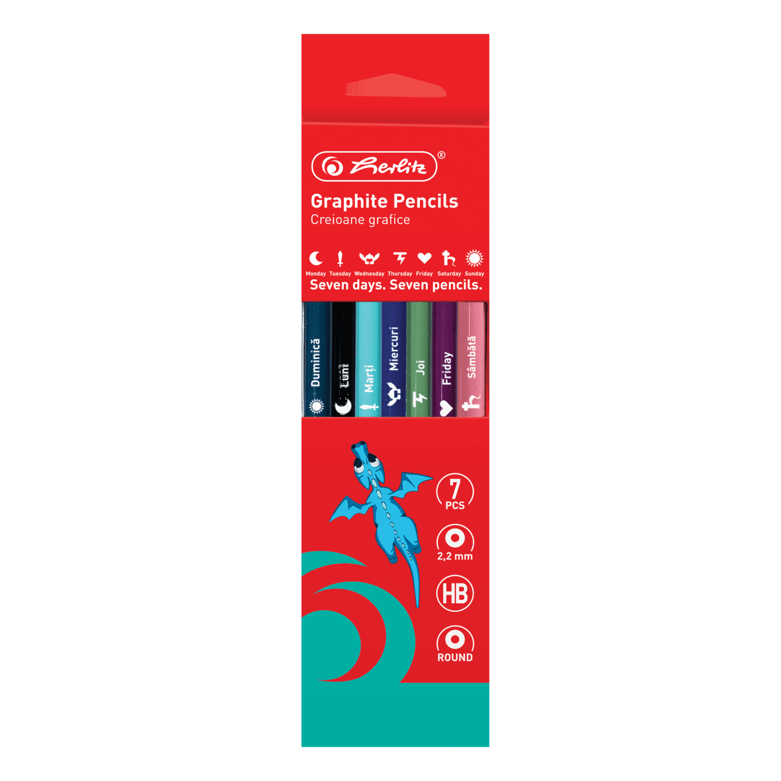 CREION GRAFIT HB ZILE SAPTAMANA ROTUND CORP COLORAT 2.2MM SET7