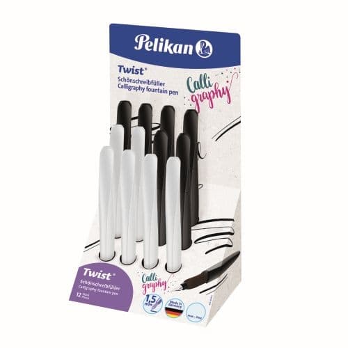 STILOU CALIGRAFIE TWIST PENITA 1.5 MM CULORI ASORTATE ALB/NEGRU DISPLAY 12BUC