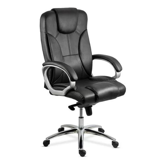 Scaun directorial din piele naturală cu bază metalică OFF 5860 negru