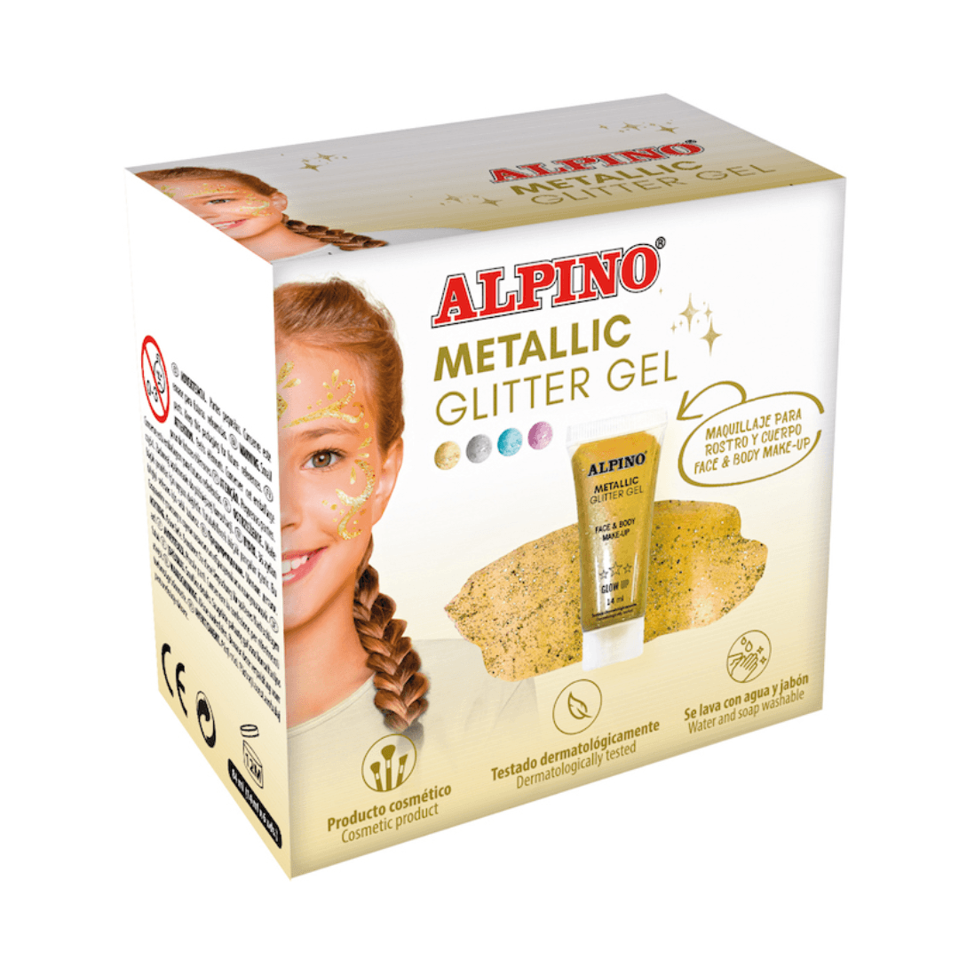 Make-up lichid, 14ml, ALPINO Metallic Glitter - auriu