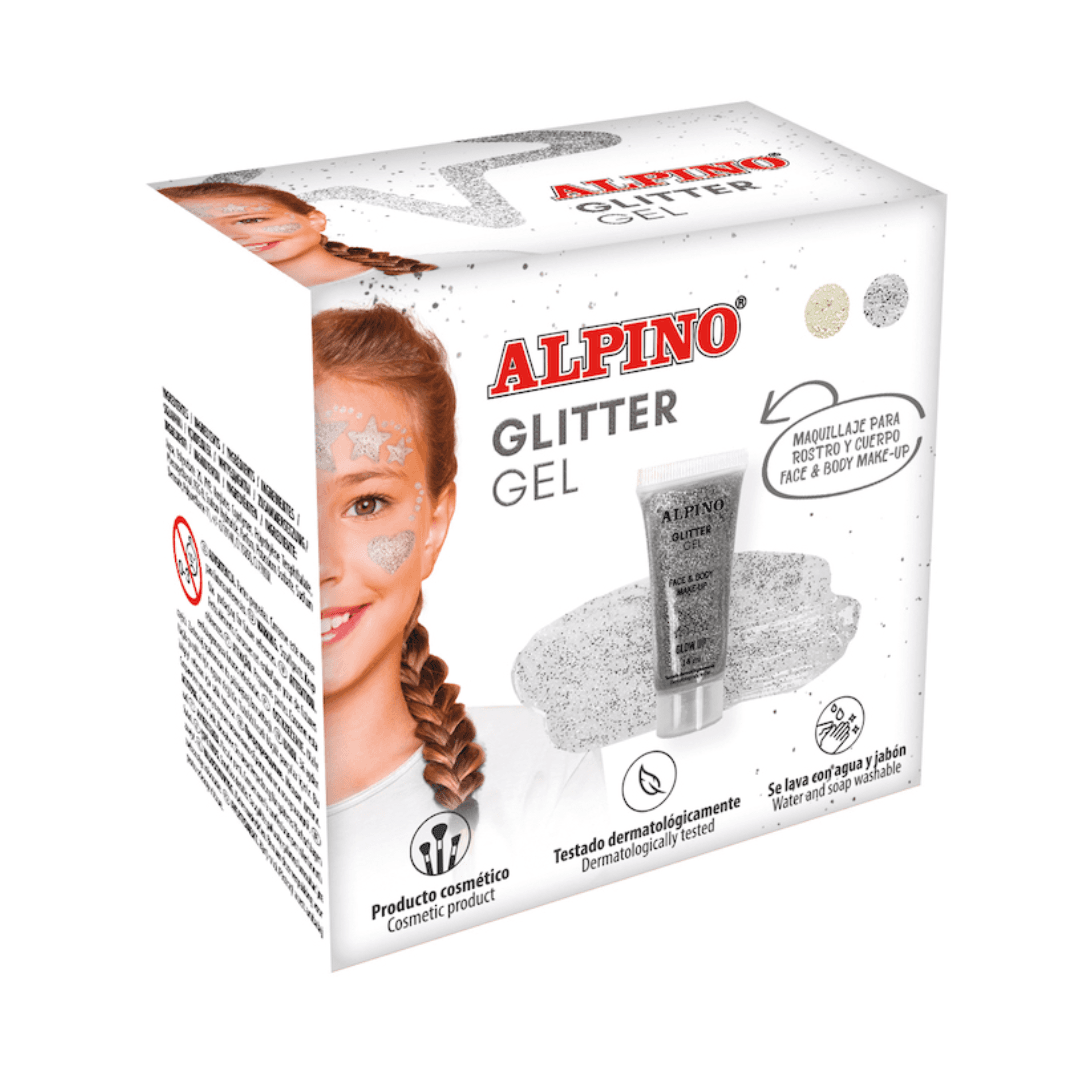 Make-up lichid, 14ml, ALPINO Glitter - argintiu
