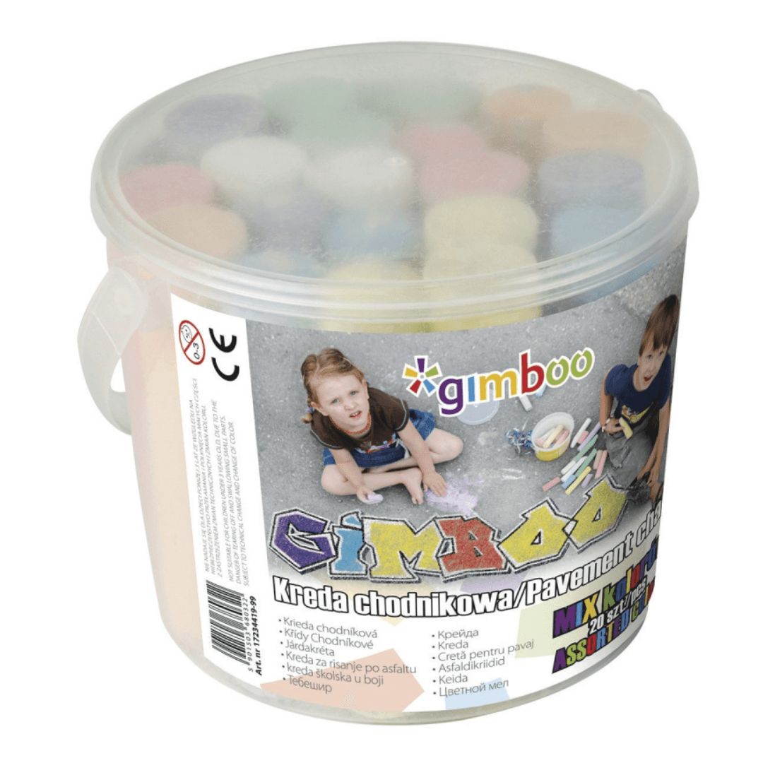 Creta colorata XXL, pentru pardoseala de exterior, 20 buc/galeata, GIMBOO