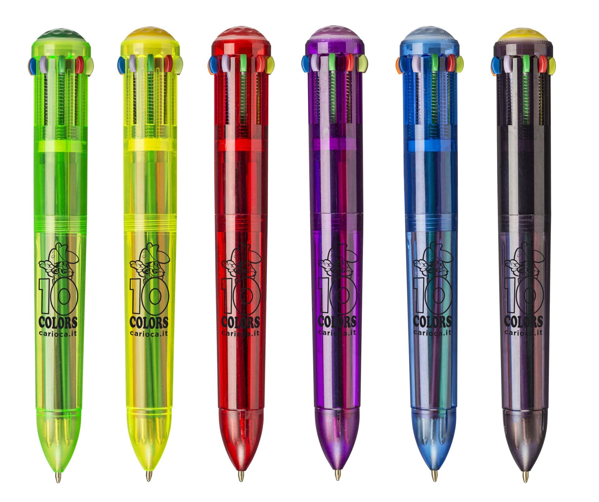 Pix cu 10 culori fluorescente, corp transparent color, CARIOCA